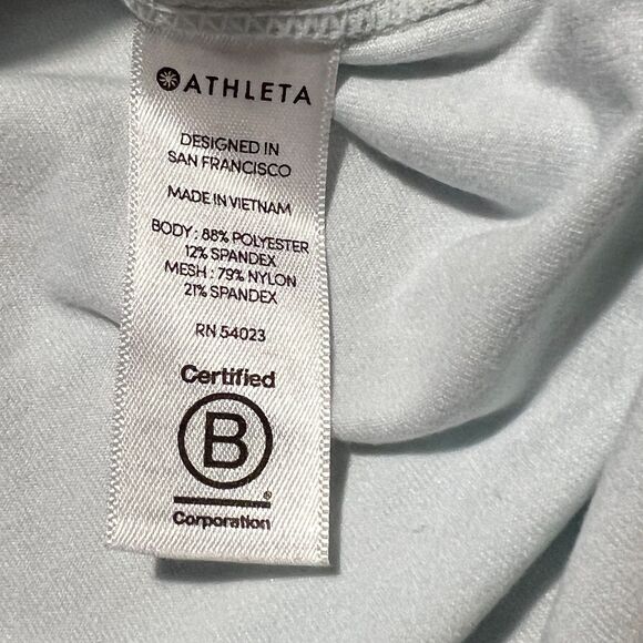 Athleta Women's Small Uptempo Hoodie Sweatshirt Light Blue Thumb Holes - Picture 6 of 9